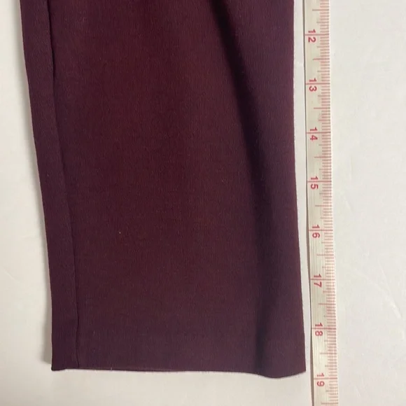 Talbots Ponte Knit 3/4 Sleeves Plum Burgundy Dress Cowl Neck Midi Stretch Size 8 - Picture 16 of 16